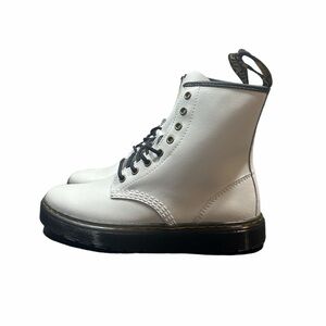 New w/o Tags - Dr. Martens Zavala White Leather Combat Boots- Big Kids 6Y